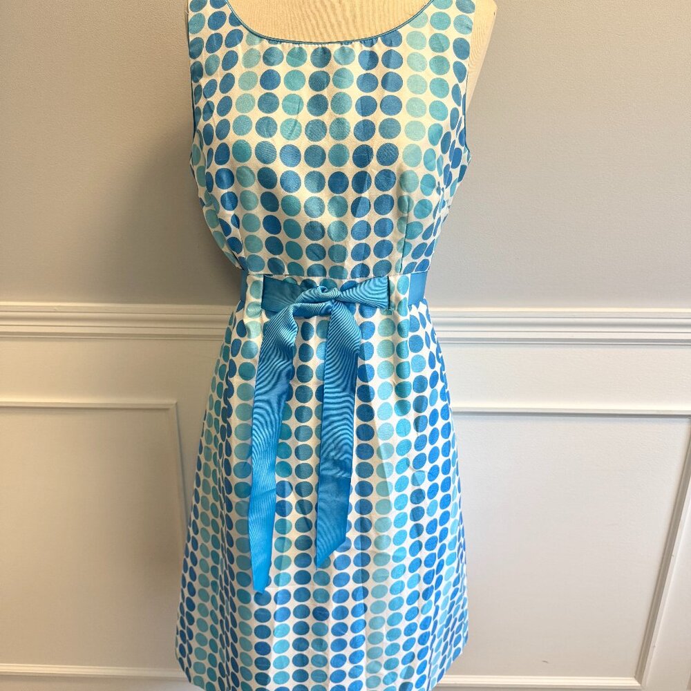 Vintage Sherri Martin Dress | Polka Dots | Aqua | Ribbon Belt | Zipper Belt